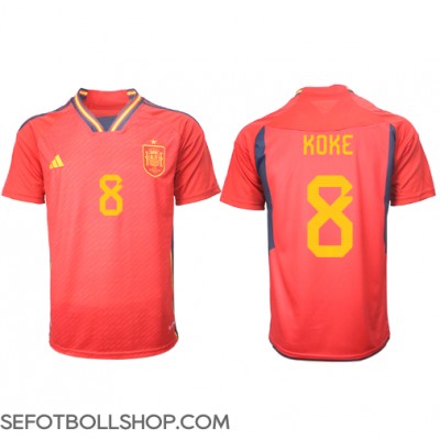 Billiga Spanien Koke #8 Hemma fotbollskläder VM 2022 Kortärmad